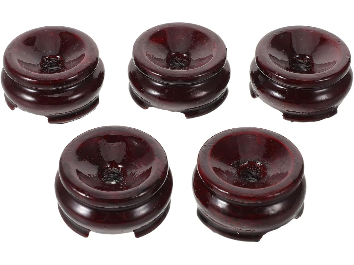 Bases Madera Marrón Soportes Decorativos Elegantes Versátiles Juego 5 Bolas Esferas Cristal Decoración Hogar