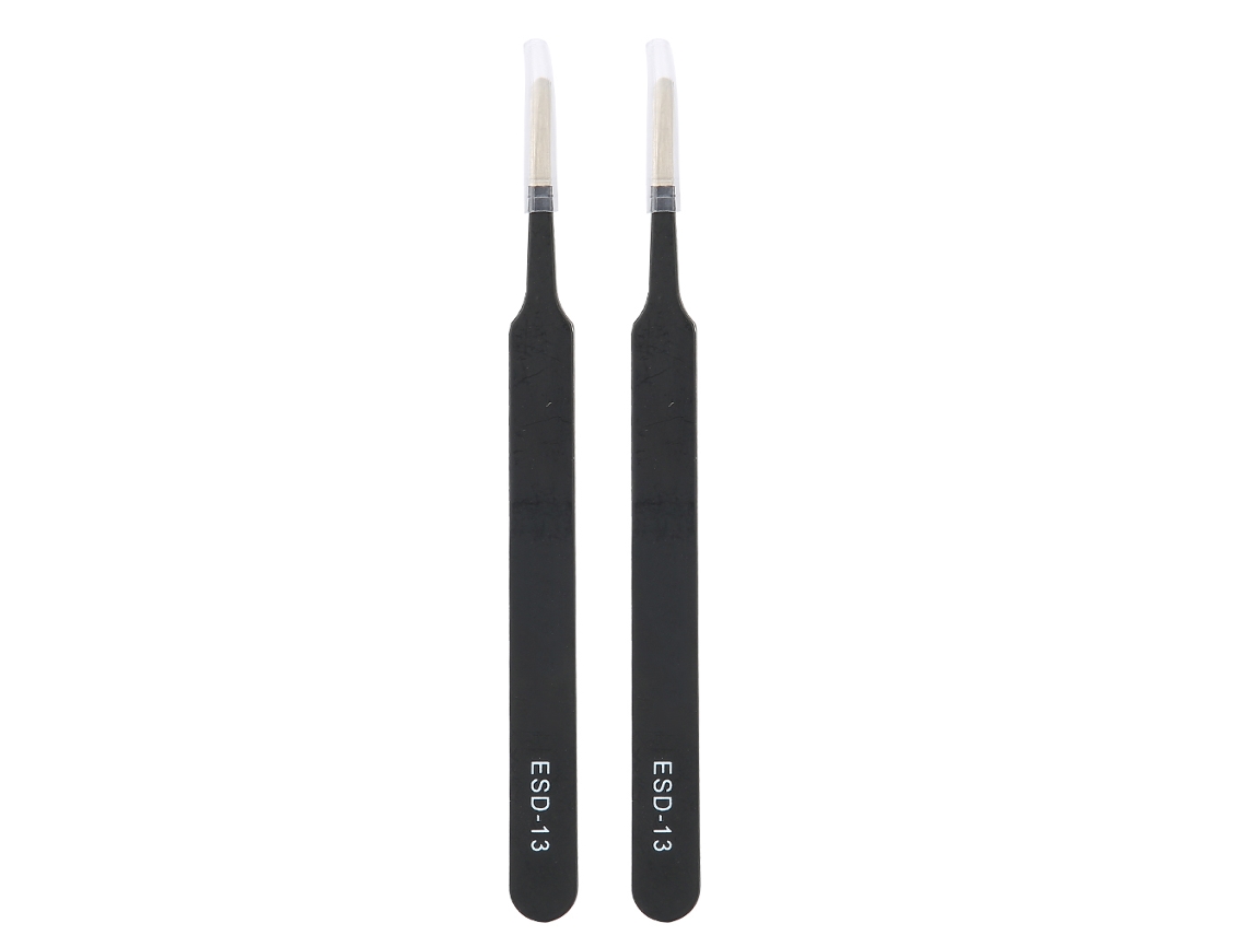 2 Pinzas Antiestáticas Esd-13 De Acero Inoxidable Con Punta Plana Recta Para Reparación De Componentes Electrónicos.