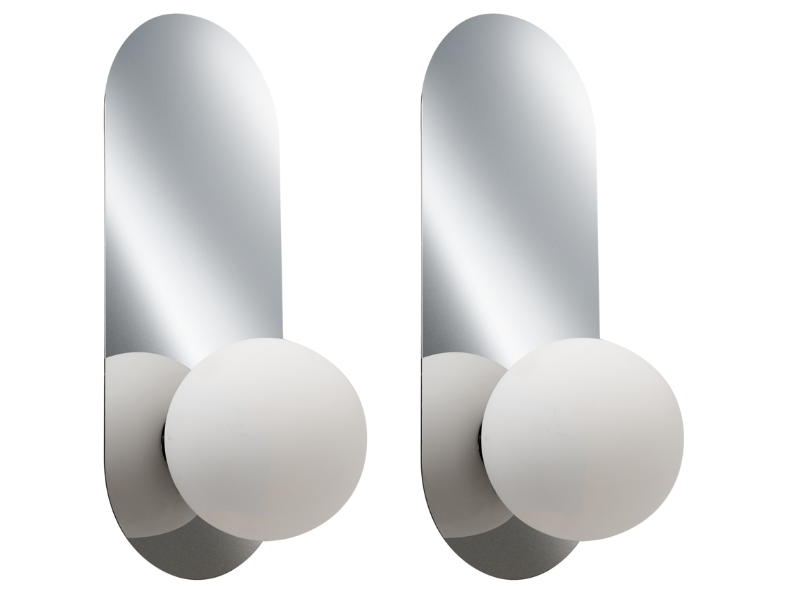 Juego de 2 lámparas de pared Leisi Cristal Plateado Beliani