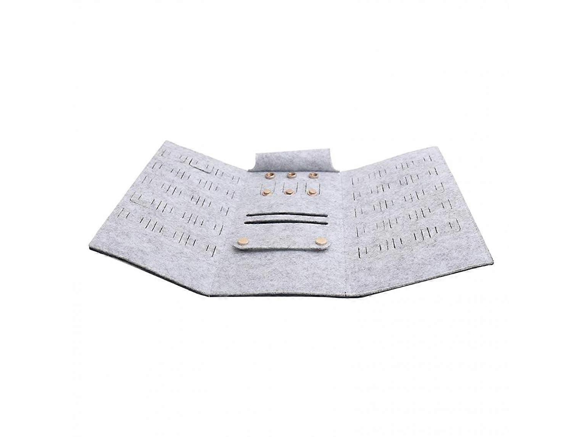 Organizador de joyas enrollable, seguro y portátil, ideal para viajes, para guardar aretes y otros artículos. Gris liso. Hengjian.