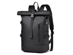Mochila Enrollable Impermeable Henten Home Para Portátil De 15,6", Estilo Casual Urbano Unisex, Material Pu, Negra