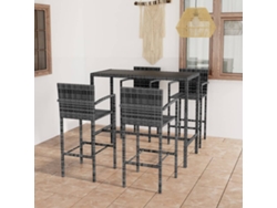 5 Piezas Conjunto De Bar Para Jardim Vime Pe Cinzento Dkd Home Decor