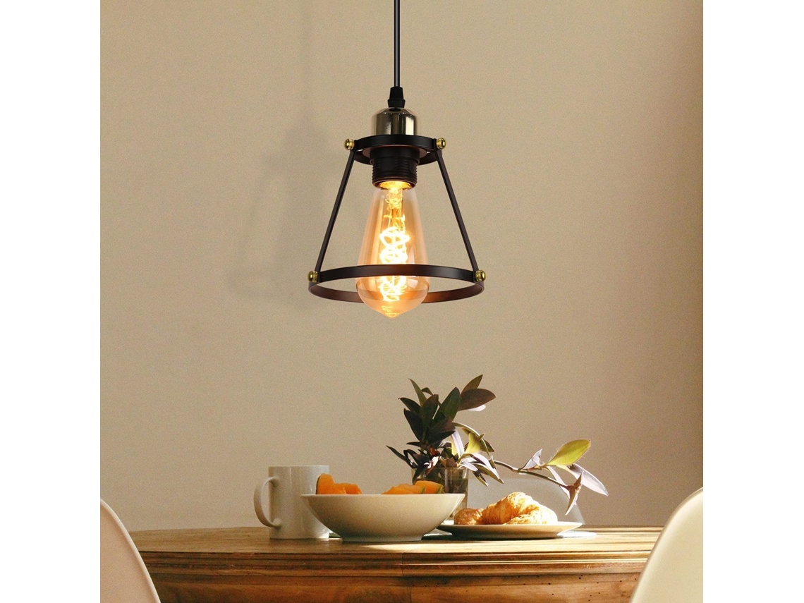 Lámpara de techo colgante E27 de 1 luz, estilo industrial, color negro Zmh