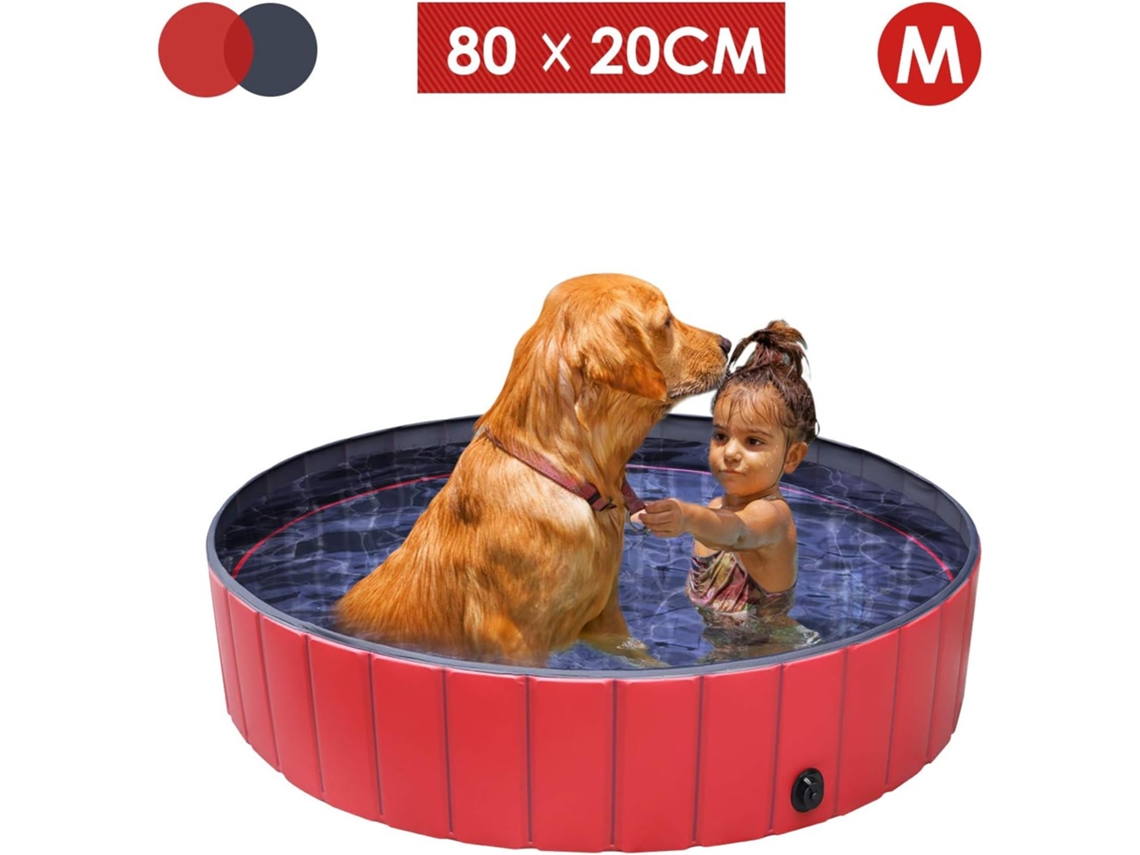 Piscina para perros grandes y pequeños, plegable de PVC, segura y ecológica, bañera de 80 cm