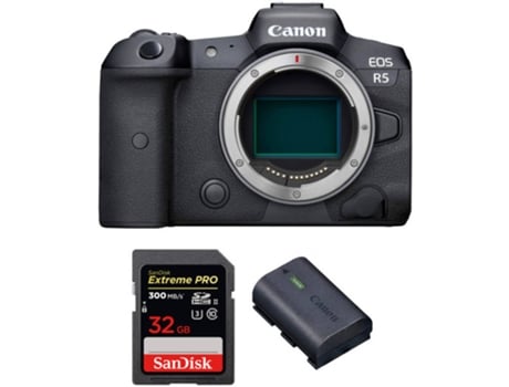 Kit Cámara Mirrorless y Accesorios CANON EOS R5 (45 MP - Sensor: Full Frame - ISO: 100 a 51200)