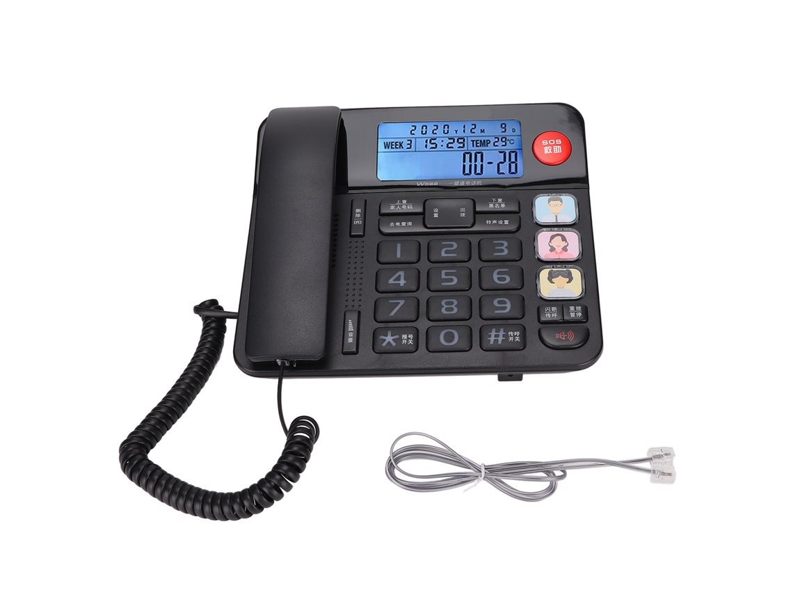 Teléfono con cable para personas mayores (botones grandes y multifunción)