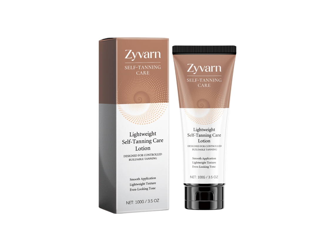 Loción autobronceadora ligera Zyvarn para un bronceado natural ideal.