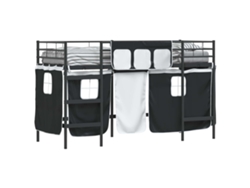 Maison Exclusive - Estructura De Cama Alta Para Niños Con Cortinas Negro