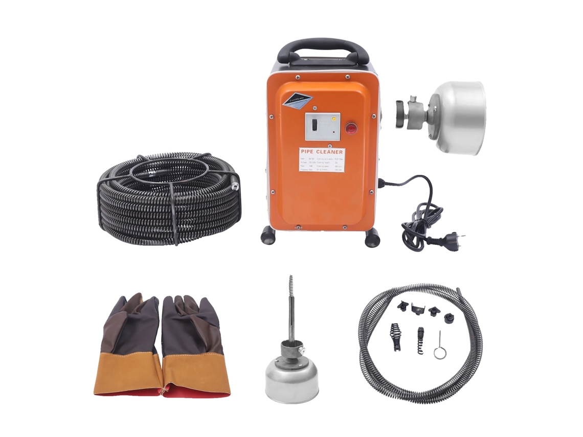 Desatascadora de desagües, motor de 750 W, alcance de 20 m, color naranja, OEM