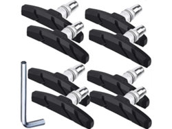 Rebe-4 pares de pastilhas de freio V-Brake para bicicleta de 70 mm com porcas sextavadas e espaçadores de borracha e metal, pretas.