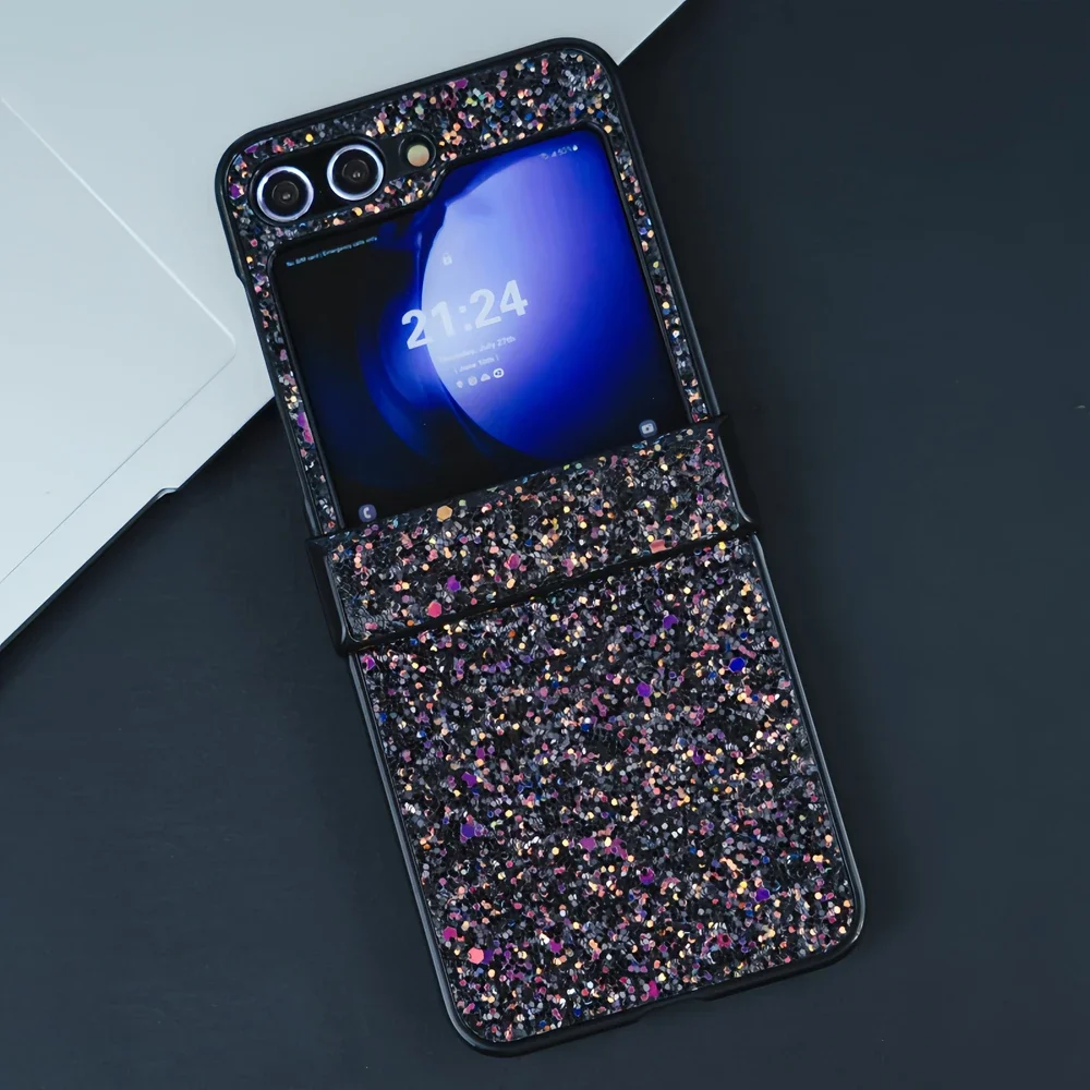 (verde, Galaxy Z Flip4) Unda De Teléfono De Lentejuelas, Material De Pc Rígido, Resistente A Los Choques Y Ultrafino, Funda Anti-rasguños