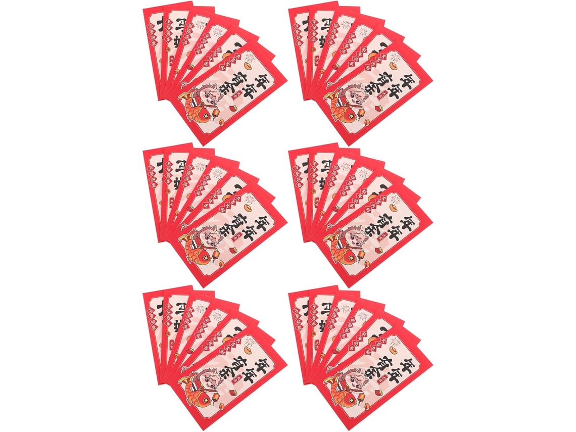 36 Sobres Rojos Para El Año Nuevo Lunar Chino, Juego De 6 Diseños X Piezas Bolsas De Papel