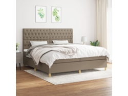 Cama Box Spring Con Colchón Tela Gris Taupe 200x200 Cm