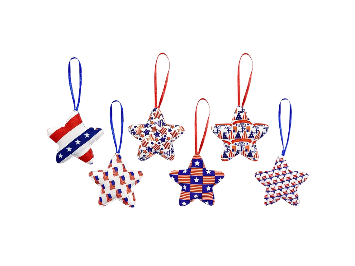 MEOIRUERY 30pcs Decoraciones Día de los Caídos Adornos 4 de Julio para Árbol, Estrellas Patrióticas y Bandera Americana