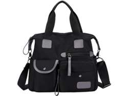 Bolso De Mano Grande De Nailon Negro Con Correa Para El Hombro Para Mujeres Y Madres, Ideal Para Viajes Y Uso Diario.