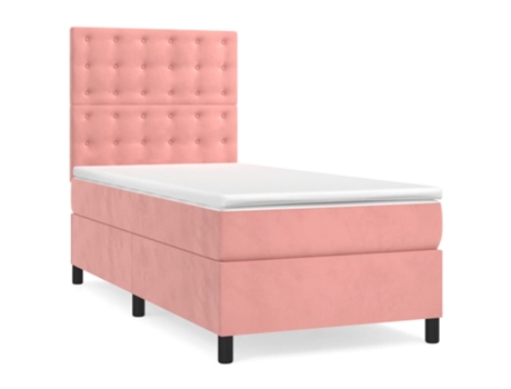 Cama con somier VIDAXL (Rosa - Terciopelo - 193 x 90 x 128 cm)