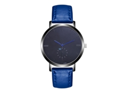 Reloj De Pulsera Analógico Redondo De Cuero Para Hombre Con Movimiento De Cuarzo, Estilo Ejecutivo, Azul.