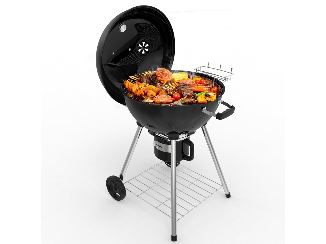 Barbacoa De Carbón Redonda De 57 Cm Con Tapa, Ideal Para 4 A 12 Personas