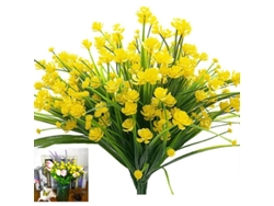 Flores Artificiales Amarillas, 4 Paquetes De Arbustos Verdes Resistentes A Los Rayos Uv Para La Decoración Del Jardín O La Casa.