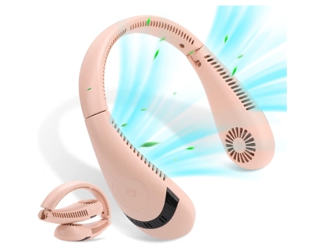 Ventilador de cuello portátil 5000Mah Ventilador personal plegable Ventilador de mano ajustable con carga USB 3 velocidades Rosa BISBISOUS
