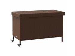 Caja de almacenaje con ruedas 110x55x73 cm Mimbre PE Marrón MAISON EXCLUSIVE