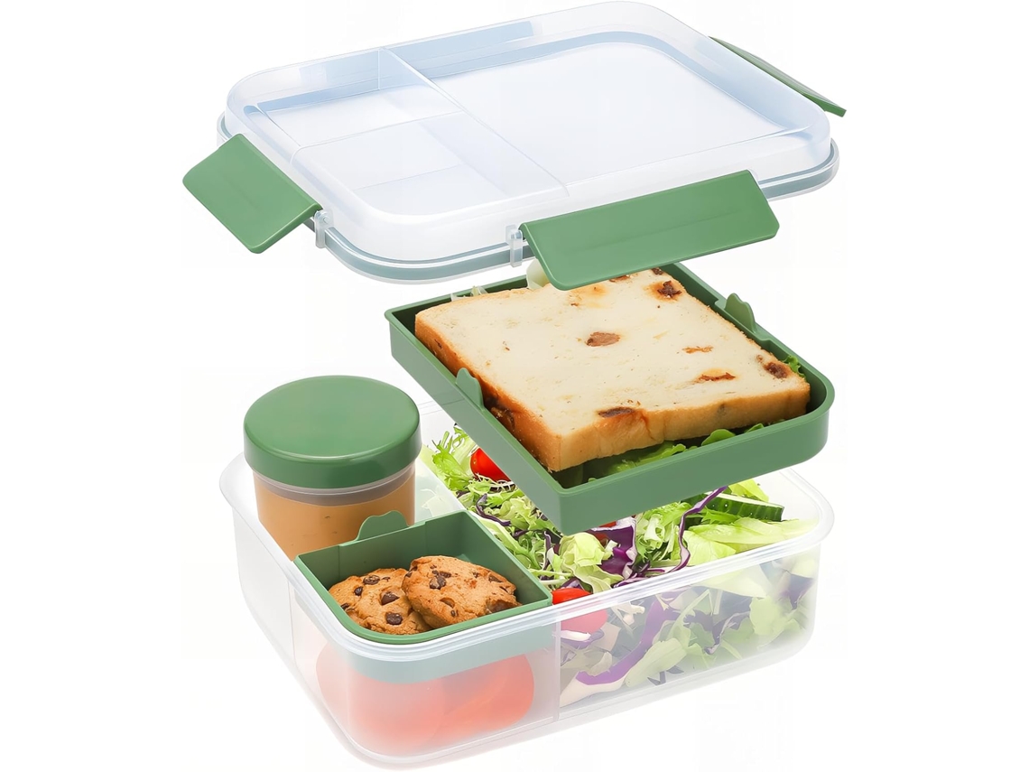 Almoço Para Adultos 1600 Ml - Almoço Para Crianças Com Compartimentos Separados E À Prova De Vazamento - Verde
