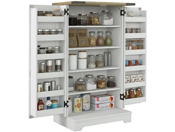 Armario Despensa Con 2 Puertas Y 16 Estantes Ajustables, Color Crema, 60x40x104 Cm.