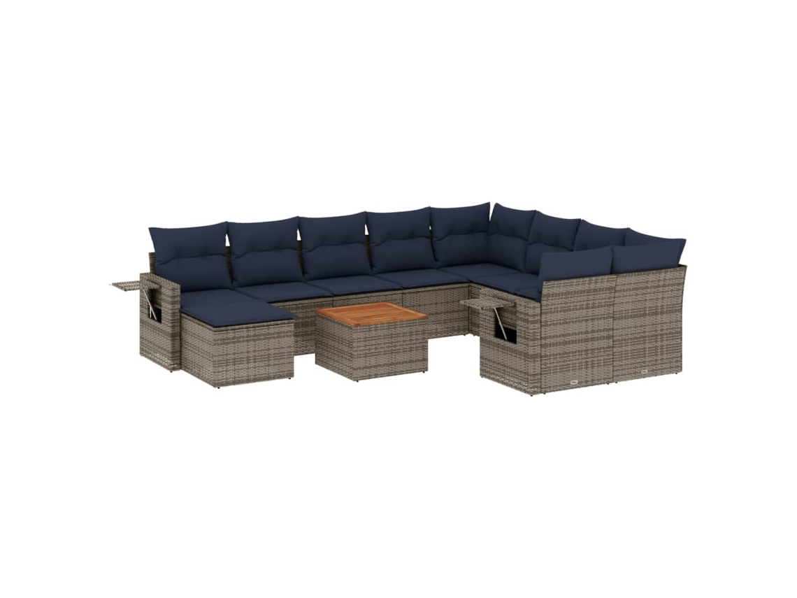 Maison Exclusive - Conjunto De Sofá De Jardín De 11 Piezas Con Cojines, Poliratán Gris