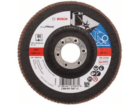 Disco de Lija BOSCH en Lamelas X571 - Best para Metal D= 125 mm; G= 80 - Recto