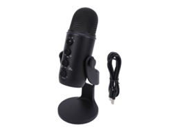 Microfone Usb Para Jogos Pc Condensador Com Mudo Rápido Luz Ambiente Colorida Preto