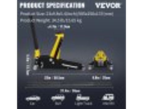 VEVOR 1,5 toneladas de acero de aluminio corriendo jack, bomba de elevación rápida de doble pistón, rango de elevación de jack de tierra 80mm-365mm...