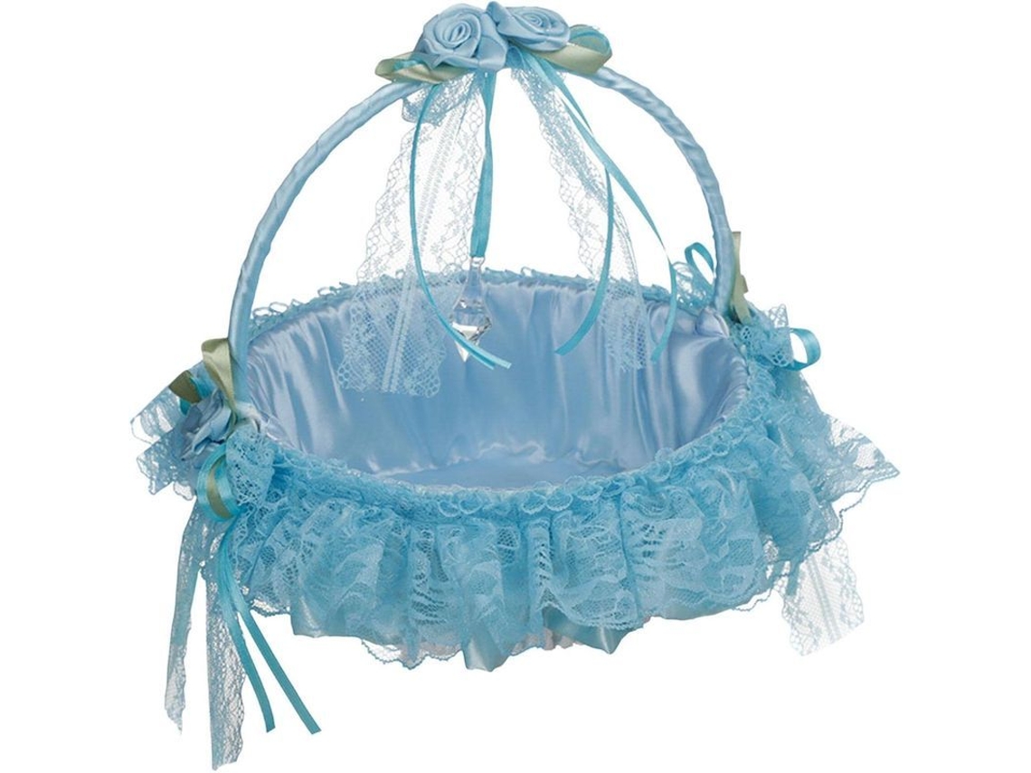 Cesta De Niña De Las Flores Con Asas De Moño Y Encaje Para Boda Romántica Y Decoración