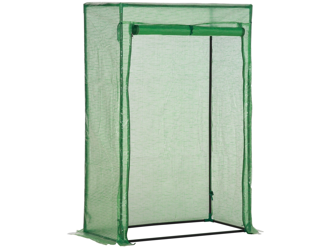 Invernadero Con Puerta Enrollable,100x50x150cm,fabricado En Acero Y Plástico De Color Verde,para El Cuidado Y Propagación De Plantas.