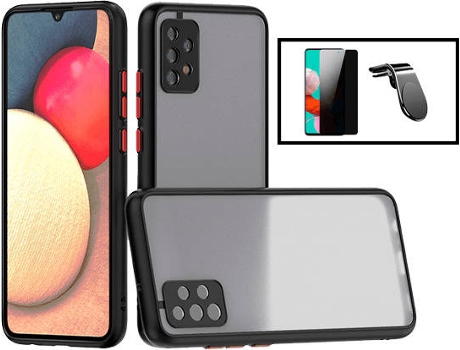 Kit Carcasa + Protector de Pantalla Privacidad + Soporte Magnético L Samsung Galaxy A52 G4M Negro