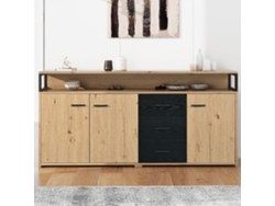 Aparador De 150x35x75,9 Cm, 3 Puertas, 3 Cajones, Estantes Ajustables, 70 Kg.