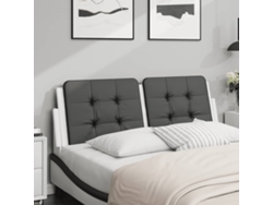 Cabecero De Cama Acolchado Cuero Sintético Negro Blanco 140 Cm