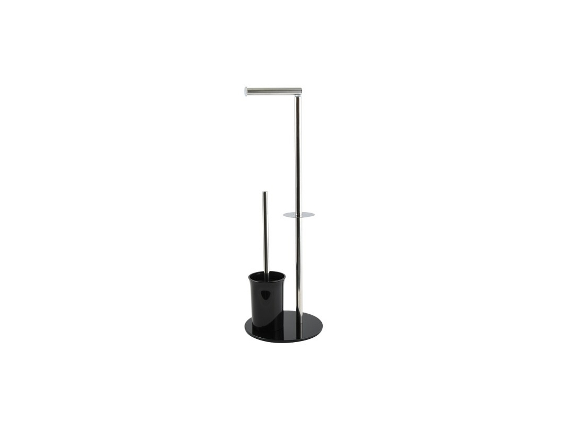 Soporte para escobilla de baño Wellhome en cristal negro y acero inoxidable.
