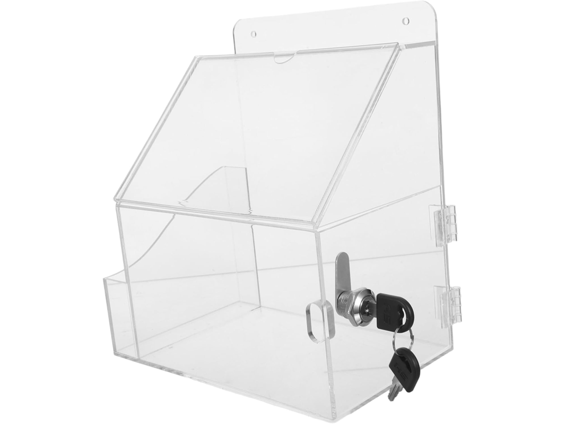 Caja De Donaciones De Acrílico Transparente Con Cerradura, Contenedor De Boletos Para Votación Y Recolección.