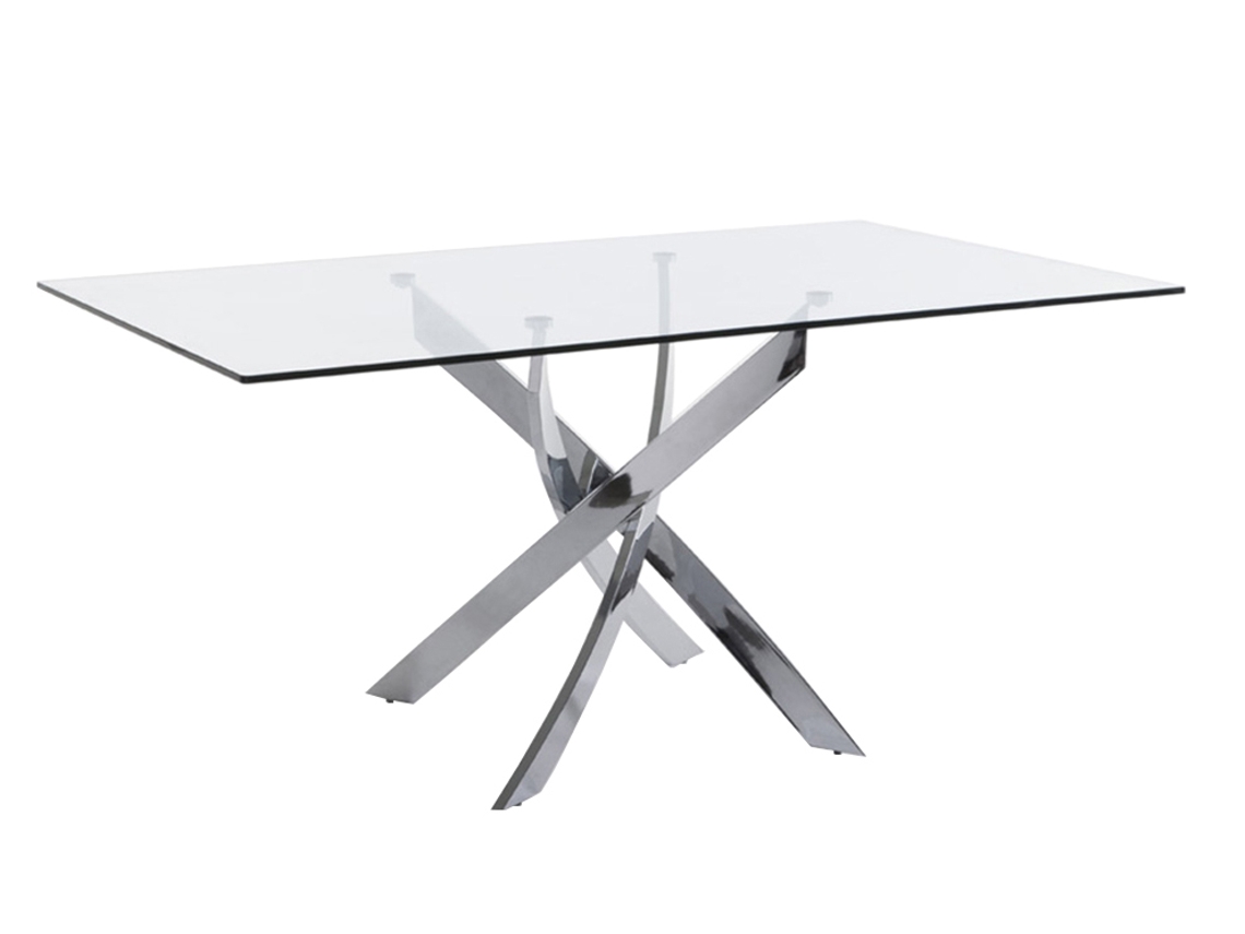 Mesa de Comedor ANGEL CERDÁ. 1061 (Plateado - Vidrio - 140 x 95 x 75 cm)