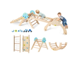 Juego de escalada Montessori 9 en 1 - Madera, tobogán y rampa - NORTHIX