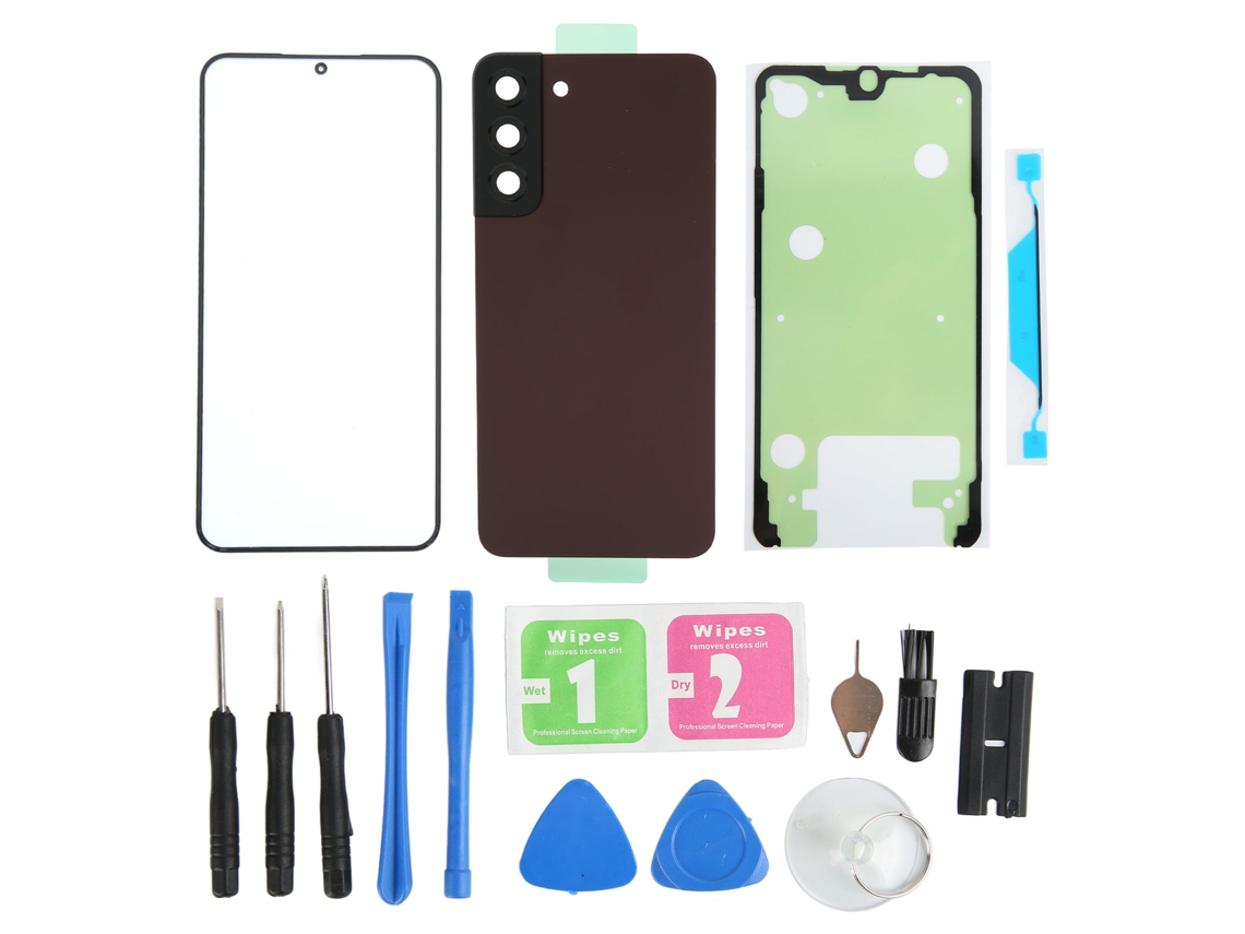 Kit De Cubierta De Cristal Trasera Y Frontal Con Lente De Cámara Para Samsung Galaxy S22 Plus - Rojo