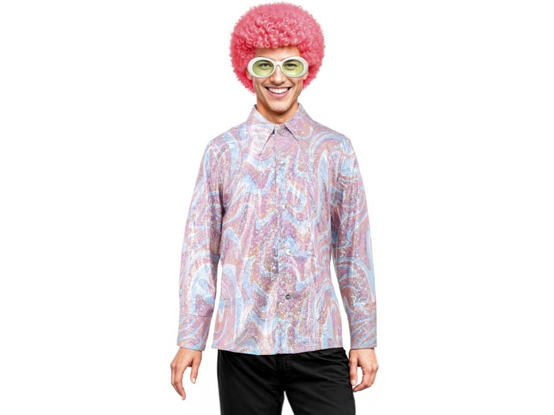 Camisa Disco Bling Psicodélico rosa para hombre