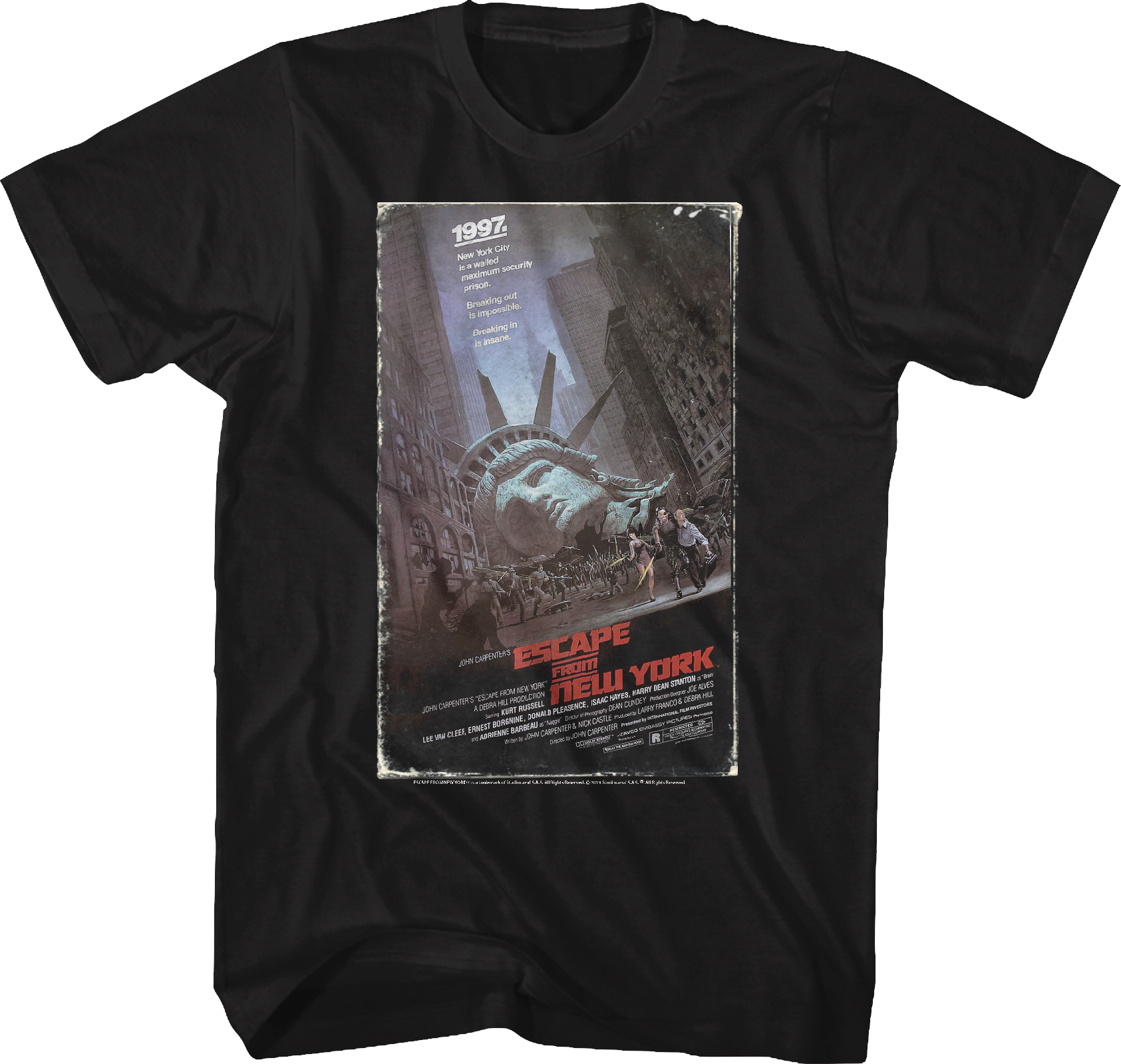 Camiseta Unisexo DEEPSTONE VHS Box Artwork Escape From New York Negro (S)
