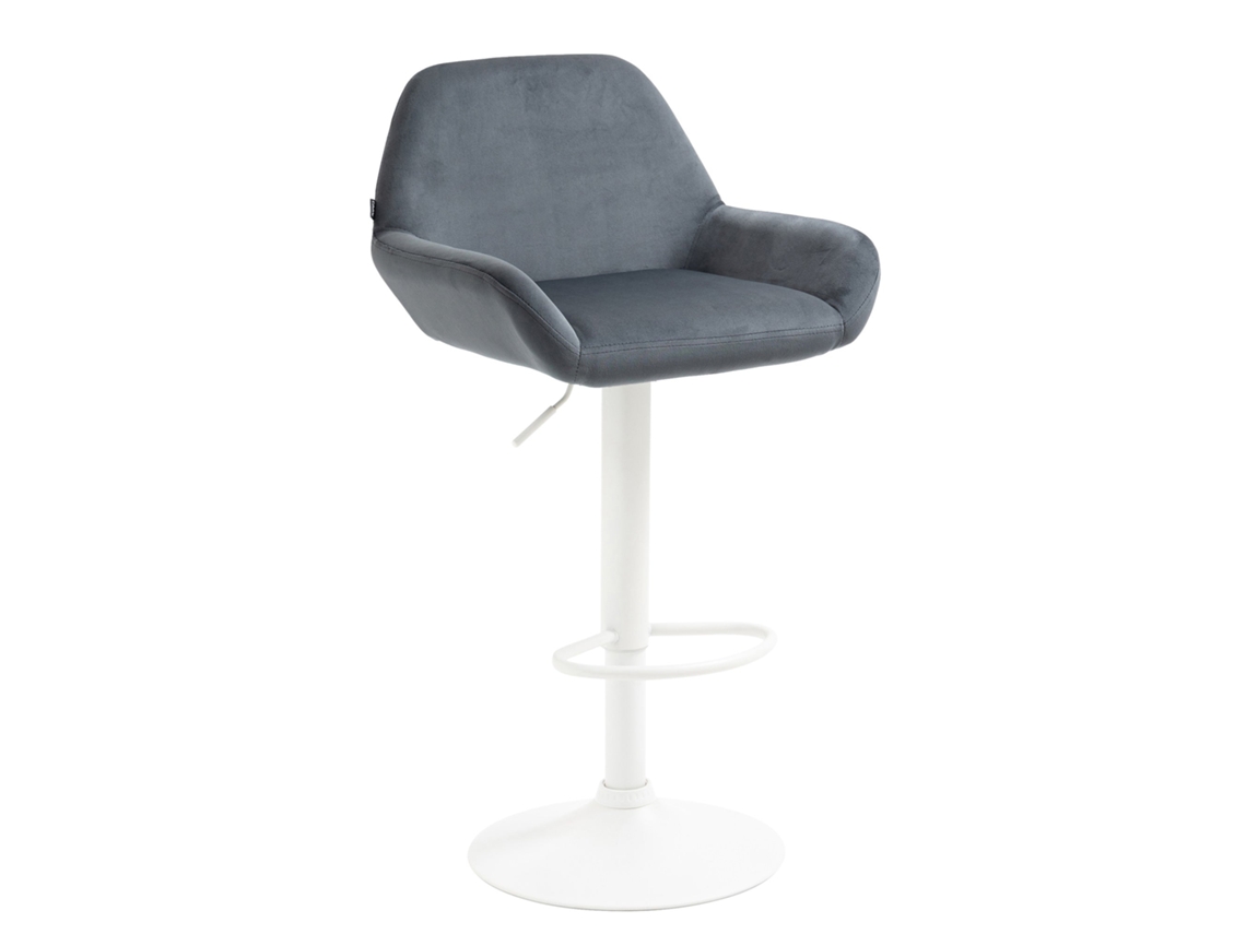Bar Tabouret X1 En Velours Rembourr Gris Fonc Base Trompette Mtal Blanc Mat Tdb10411 Dcoshop26