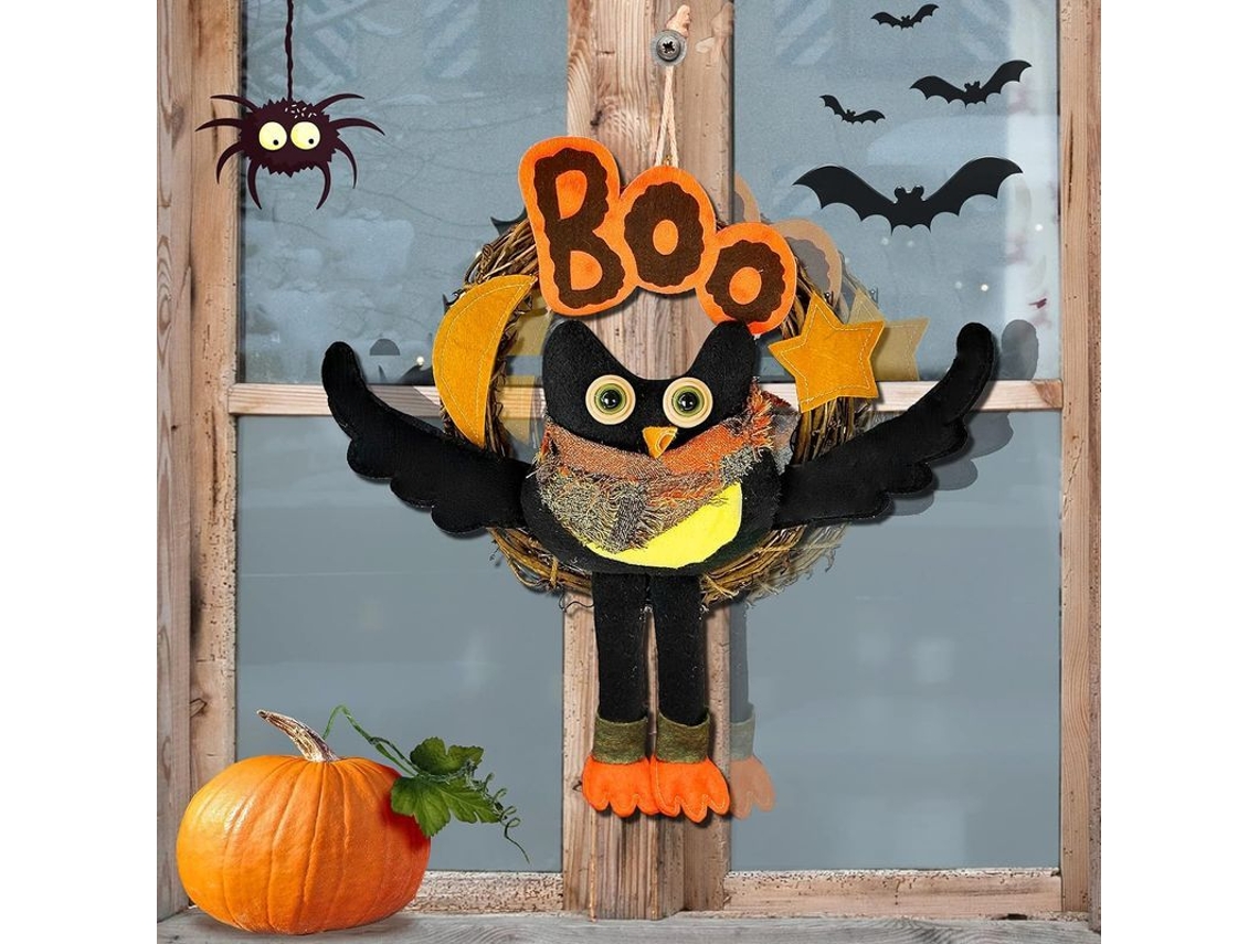 Corona De Halloween Para Puerta Con Búho, Decoración Para Fiestas Y Decoración De Halloween