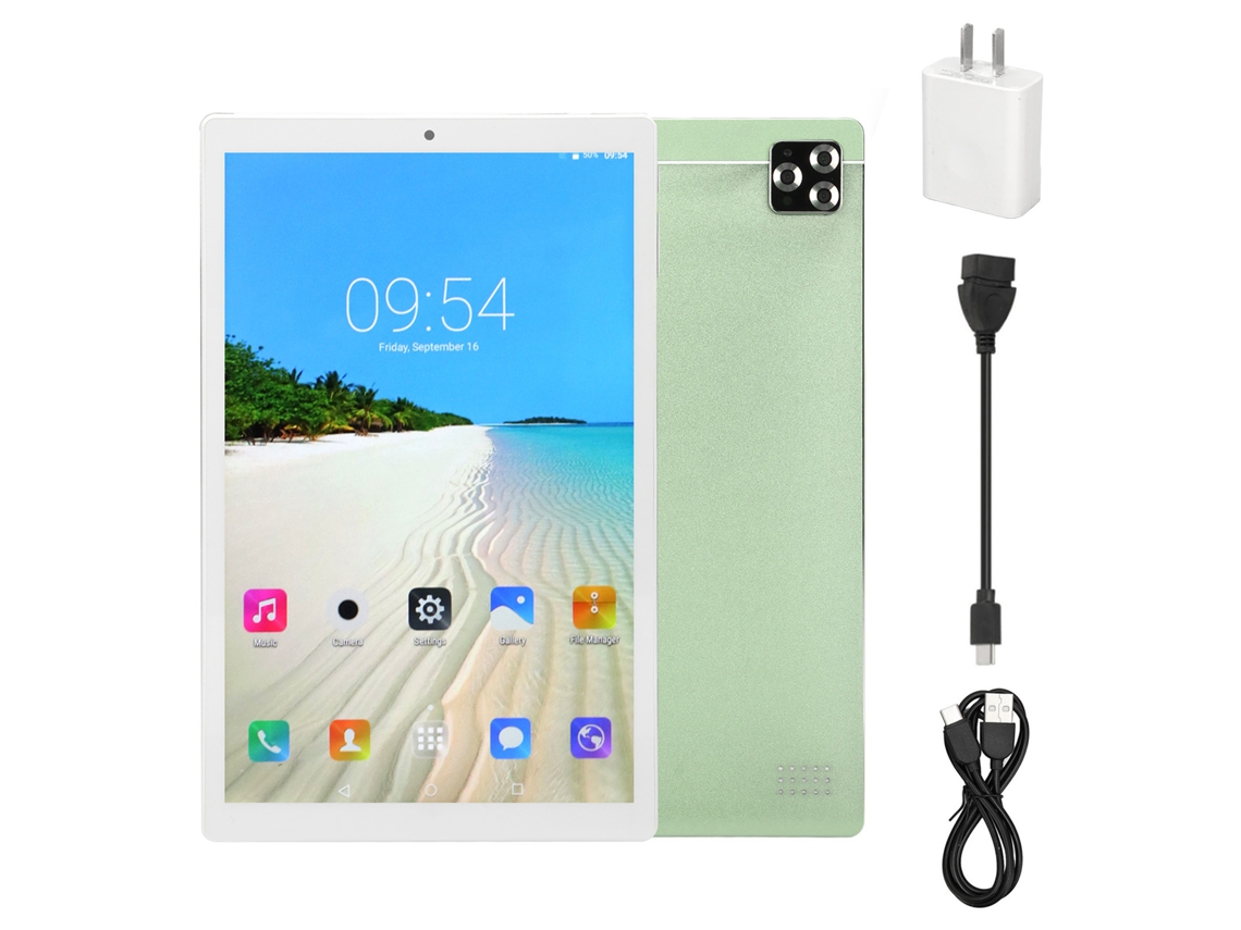Tableta verde de 10,1 pulgadas, 4 GB de RAM, 64 GB de ROM, CPU de 10 núcleos, wifi 5G, luz dorada