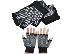 Guantes Negros De Yoga/pilates, Talla M, Con Puntos De Silicona Para Los Dedos.