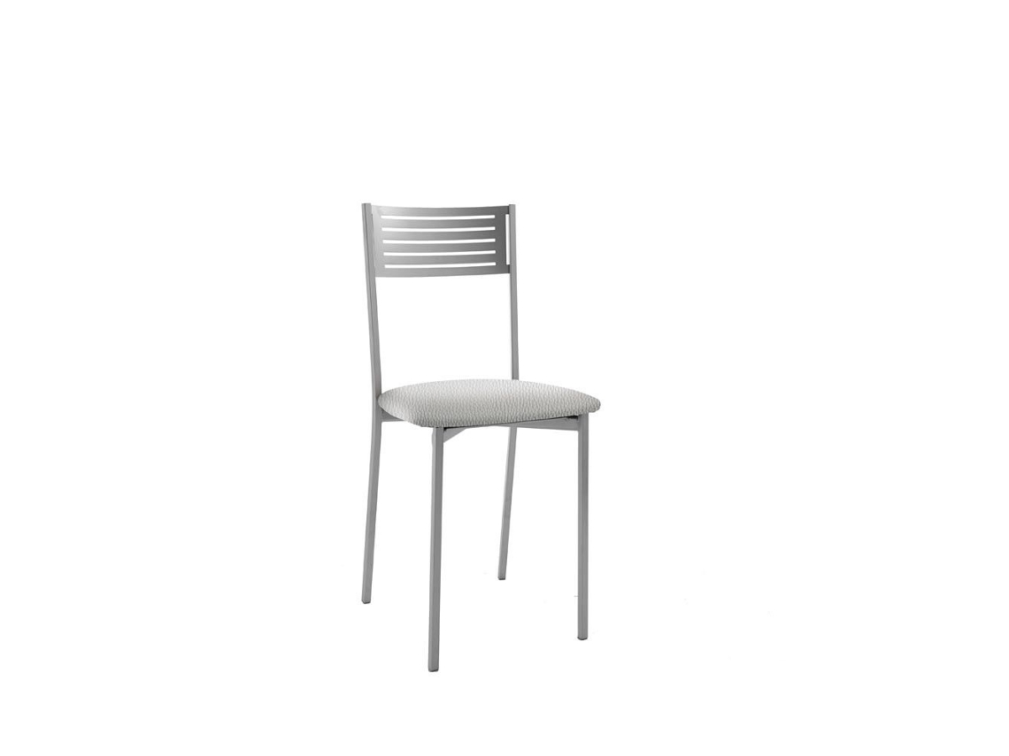 Cadeira de Cozinha Valencia em Alumínio 40x86x44cm Couro Sintético Prateado FANMUEBLES