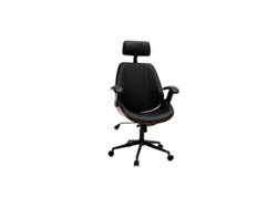 Sillón de Oficina de Dirección de Diseño Negro Madera Oscura Y Metal Negro Musk MILIBOO
