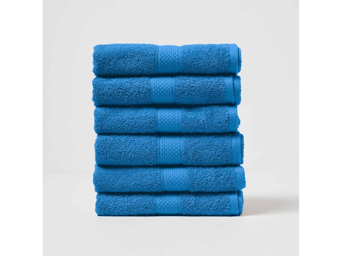 Homescapes Turkish Cotton Hand Towel Set Of 6, Cobalt Blue